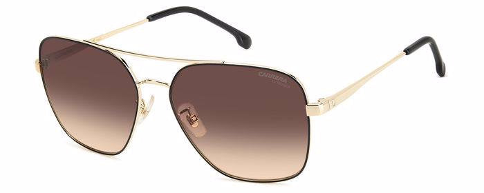 Carrera 3019/S 2M25U Black Gold Square Double Bridge Women's Sunglasses