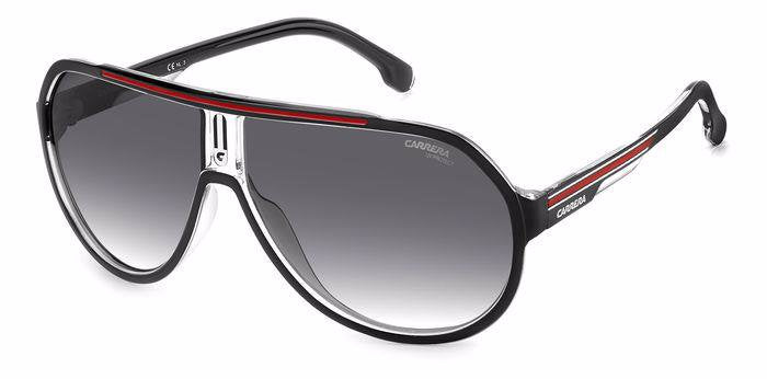 Carrera Carrera 1057/S 0IT9O Black Red Dark Grey Shaded Square Men's Sunglasses