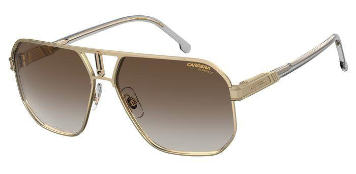Carrera Carrera 1062/S J5G86 Gold Black Brown Green Antireflex Square Double Bridge Men's Sunglasses