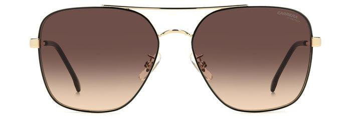 Carrera 3019/S 2M25U Black Gold Square Double Bridge Women's Sunglasses