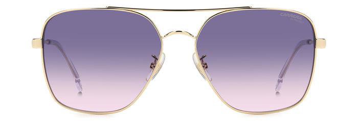 Carrera 3019/S LOJO9 Gold Crystal Square Double Bridge Women's Sunglasses