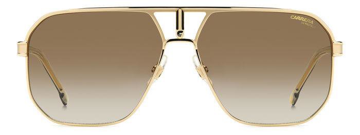 Carrera Carrera 1062/S J5G86 Gold Black Brown Green Antireflex Square Double Bridge Men's Sunglasses