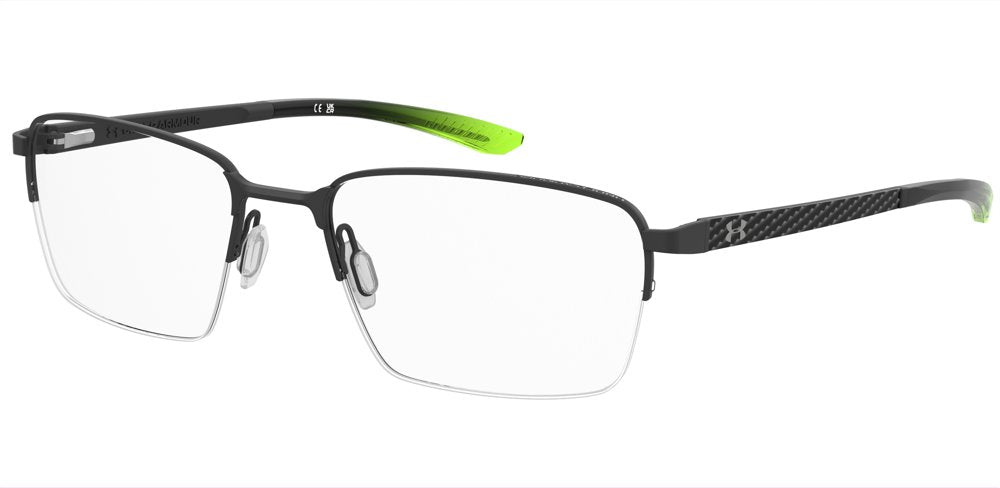 Under Armour UA 5088/G 3OL Matte Black Green Half Rim Rectangular Eyeglasses
