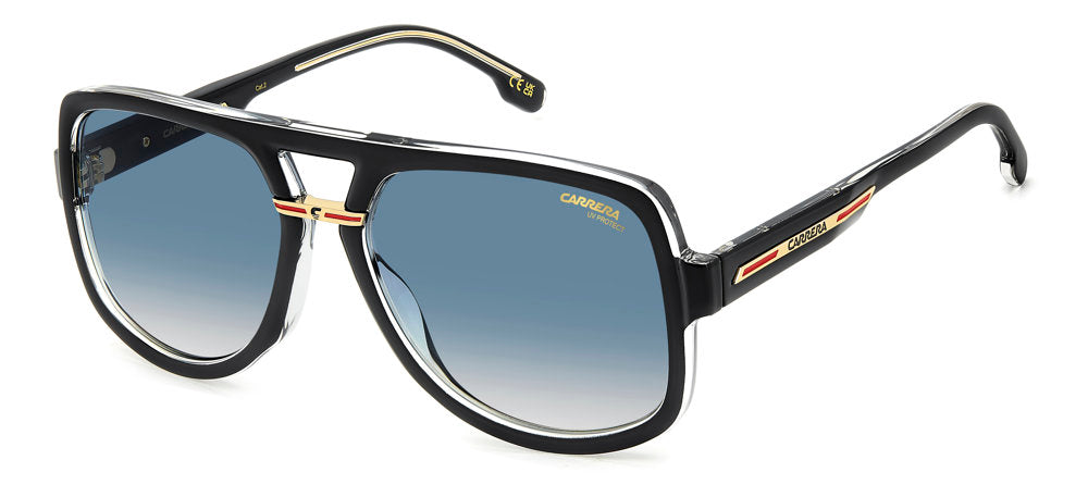 Carrera Victory C 10/S 7C508 Black CRY Square Double Bridge Men's Sunglasses