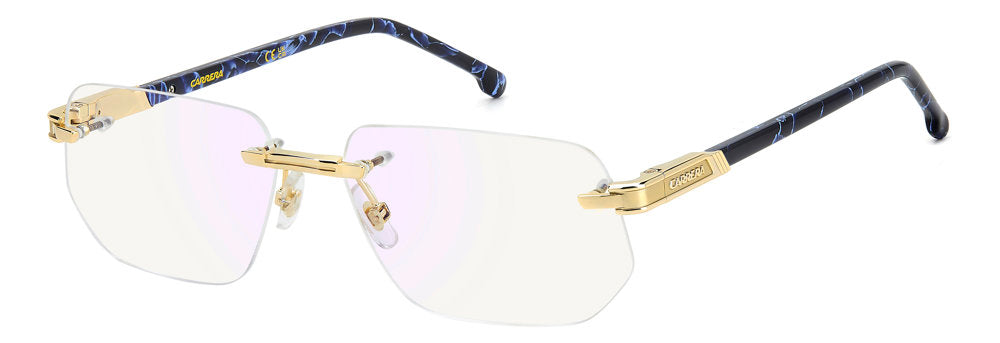 Carrera 1142 LKS2Y Gold Blue Men's Rimless Rectangular Eyeglasses