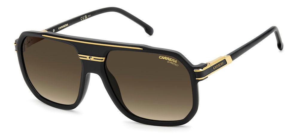 Carrera 1077/S I4686 Matte Black Gold Men's Rectangular Sunglasses