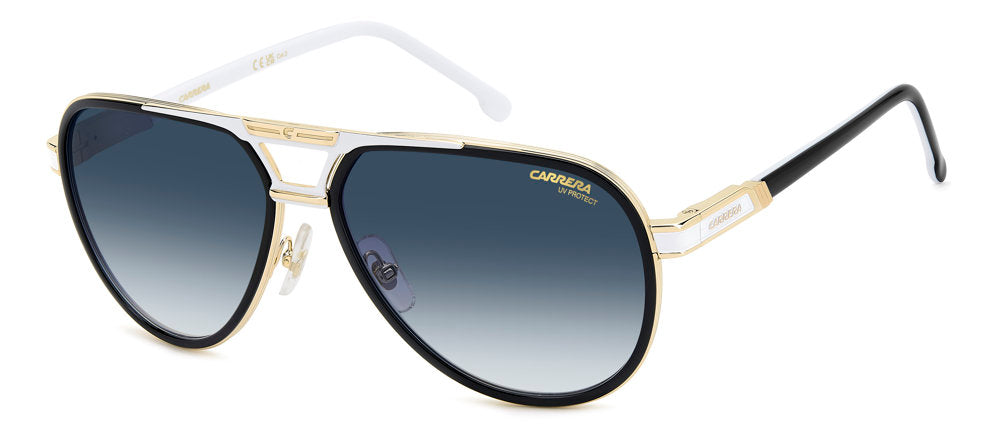 Carrera 1076/S 80S08 Black White Men's Pilot Sunglasses