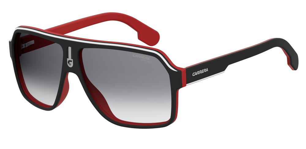 Carrera Carrera 1001/S BLX9O Matte Black Red Rectangular Men's Sunglasses