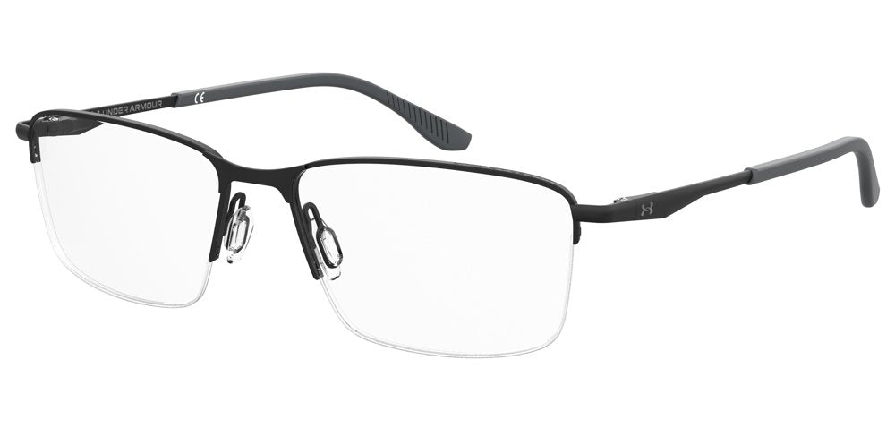 Under Armour UA 5039/G Men’s Rectangular Half Rim Eyeglasses Frames – 003 Matte Black