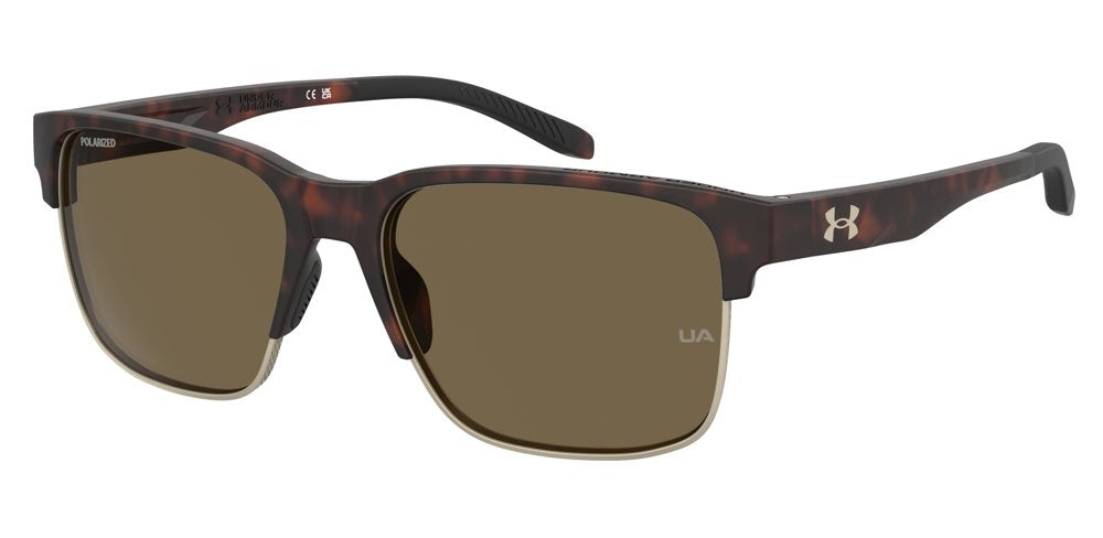 Under Armour UA Assist Edge 086SP Havana Full Rim Rectangular Sunglasses