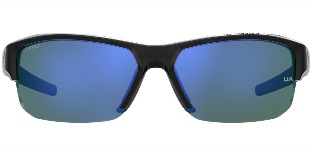 Under Armour UA Fanatical II 7ZJV8 Black Green Half Rim Rectangular Sunglasses