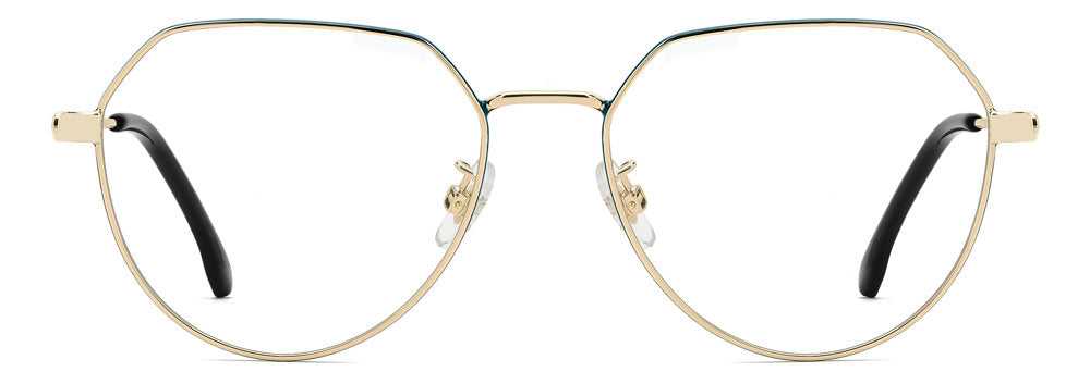 Carrera 3076 OGA Gold Teal Round Geometric Women's Eyeglasses