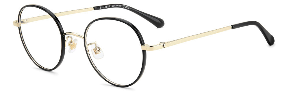 Kate Spade Helka/N/FJ 2M2 Black Gold Round Women's Eyeglasses