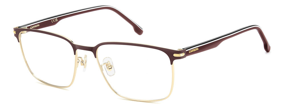 Carrera CA 384/G/US E28 Matte Burgundy Gold Rectangular Browline Men's Eyeglasses