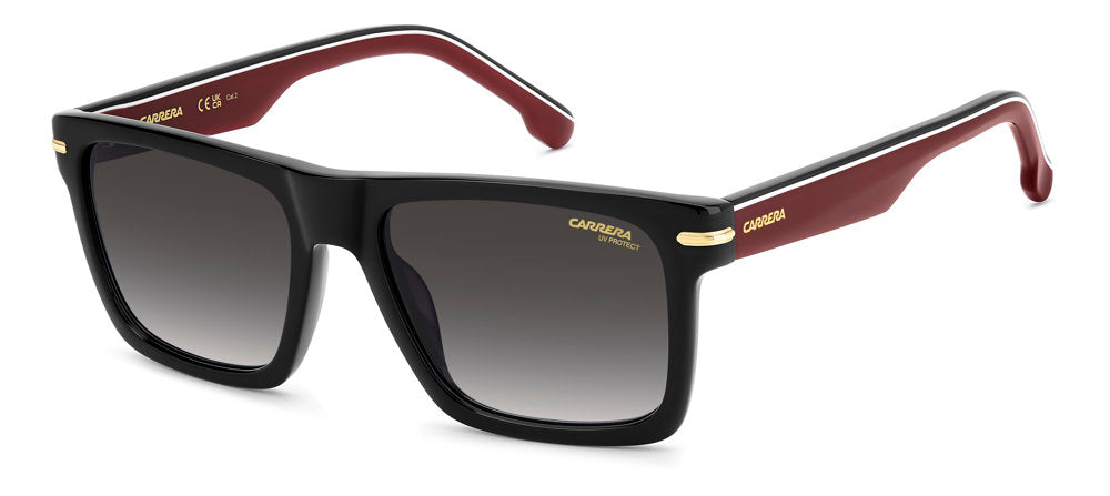 Carrera CA 378/S/US OIT9O Black Red Rectangular Men's Sunglasses