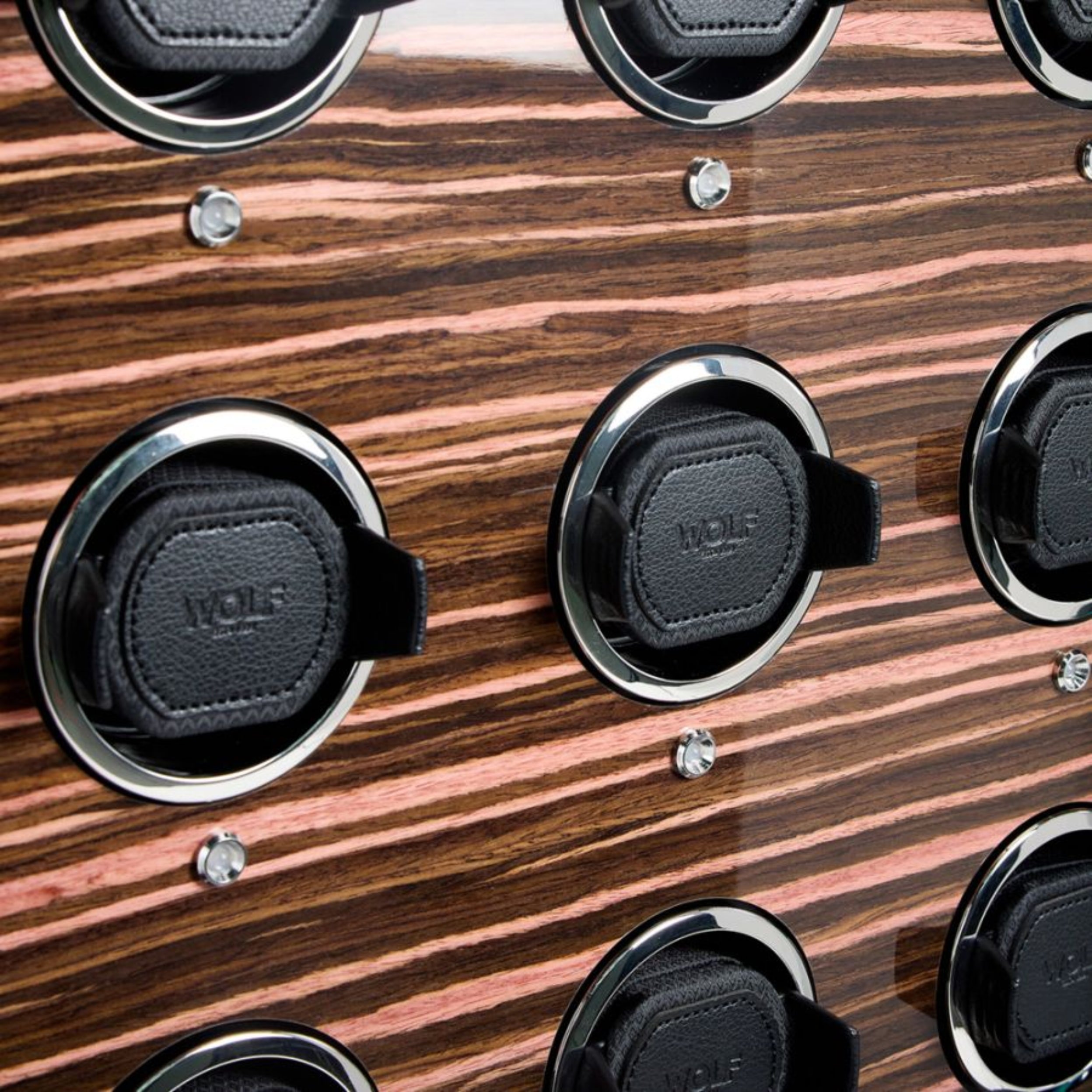 Wolf Roadster Black Pebble Vegan Leather 12 Piece Watch Winder Cabinet 478656