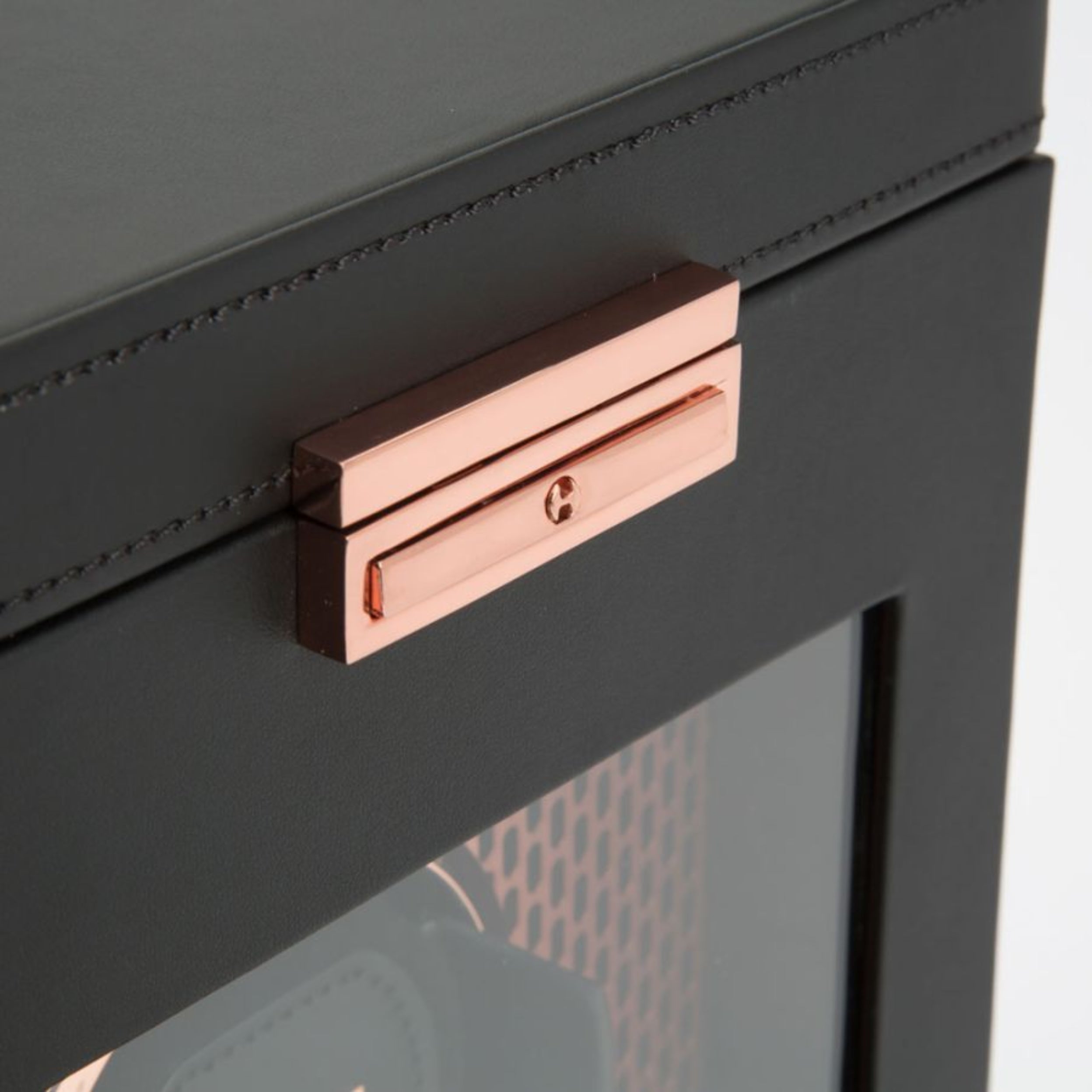 Wolf Axis Single Copper Vegan Leather Watch Winder With Storage 469216