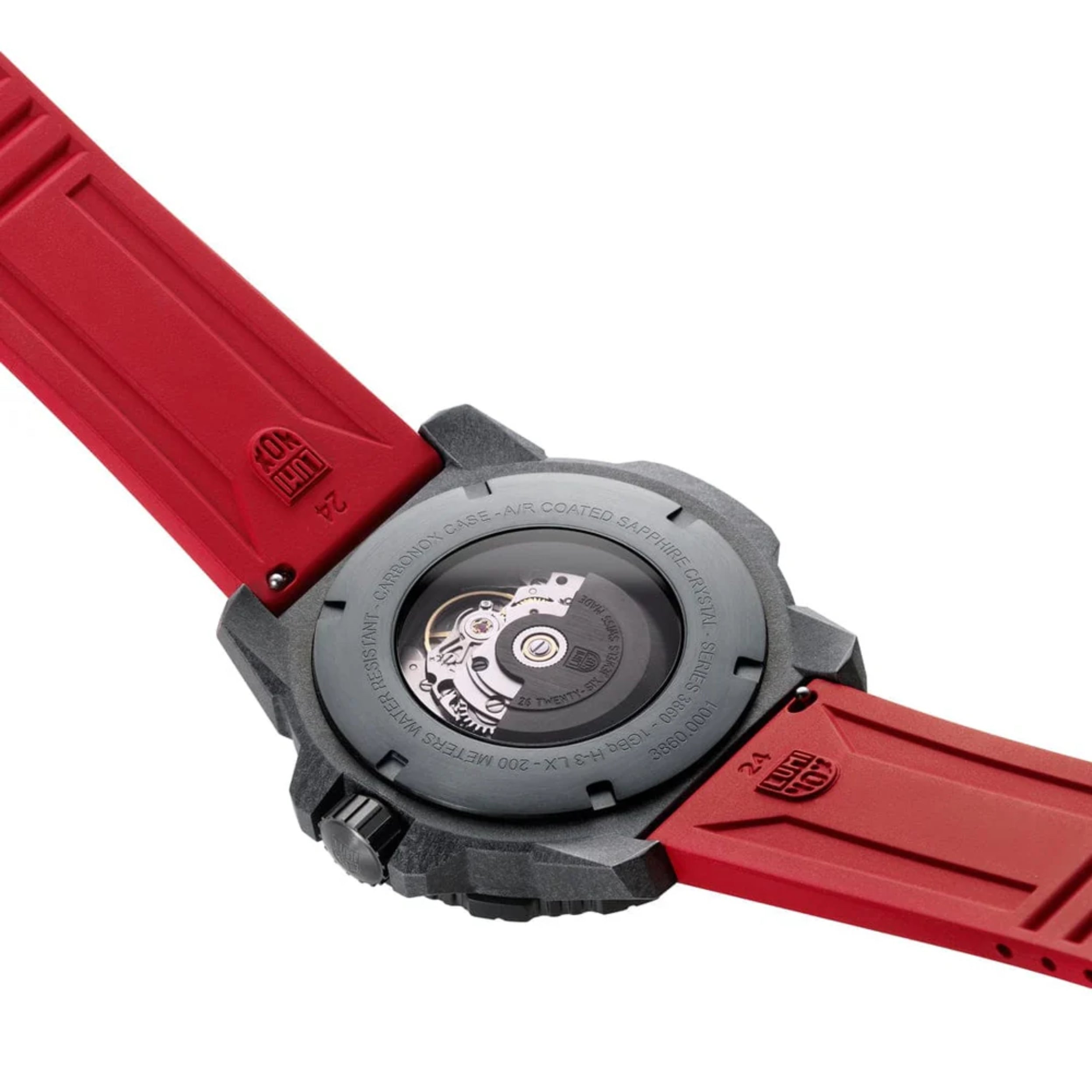 Luminox Master Carbon SEAL Automatic 45mm Black Dial With Red Strap Dive Men's Watch XS.3875