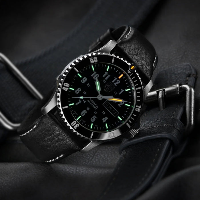 Luminox Automatic Sport Timer 42mm Black Dial & Bezel With Genuine Leather Dive Men's Watch XS.0921
