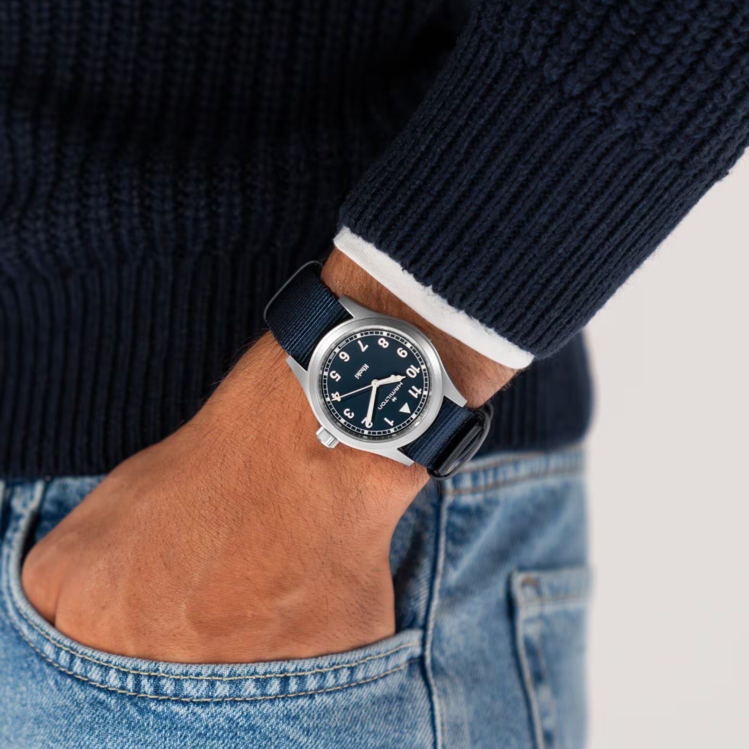 Hamilton Khaki Field Quartz Blue Dial Fabric Strap Men's Watch H69401940