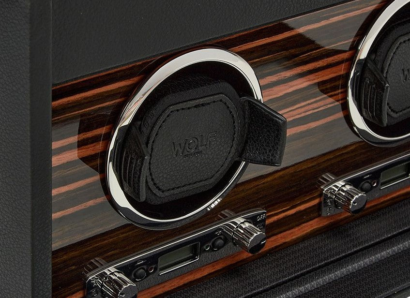 Wolf Roadster Double Vegan Leather Watch Winder With Storage 457256
