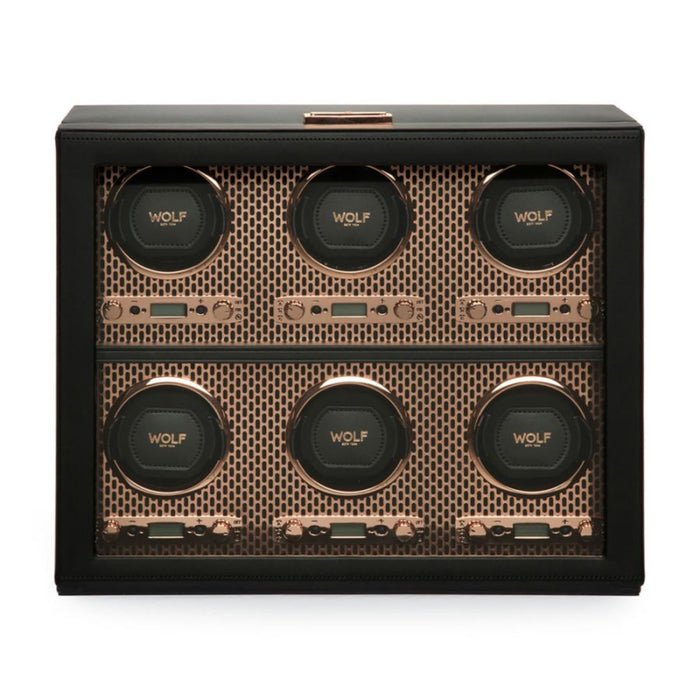 Wolf Axis Copper Vegan Leather 6 Piece Watch Winder 469616