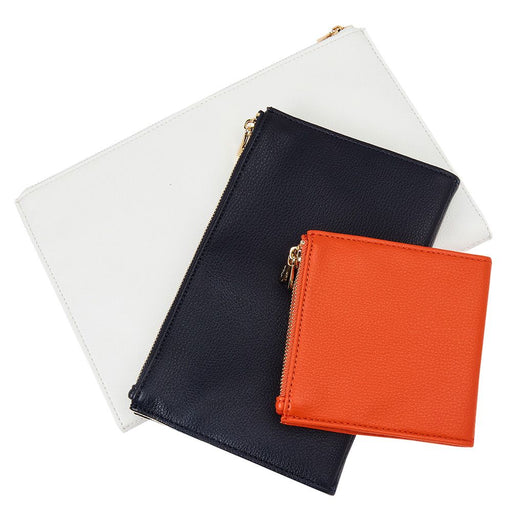 Wolf Maria Set of 3 Zip Jewelry Pouches White/Navy/Tangerine 766600_1