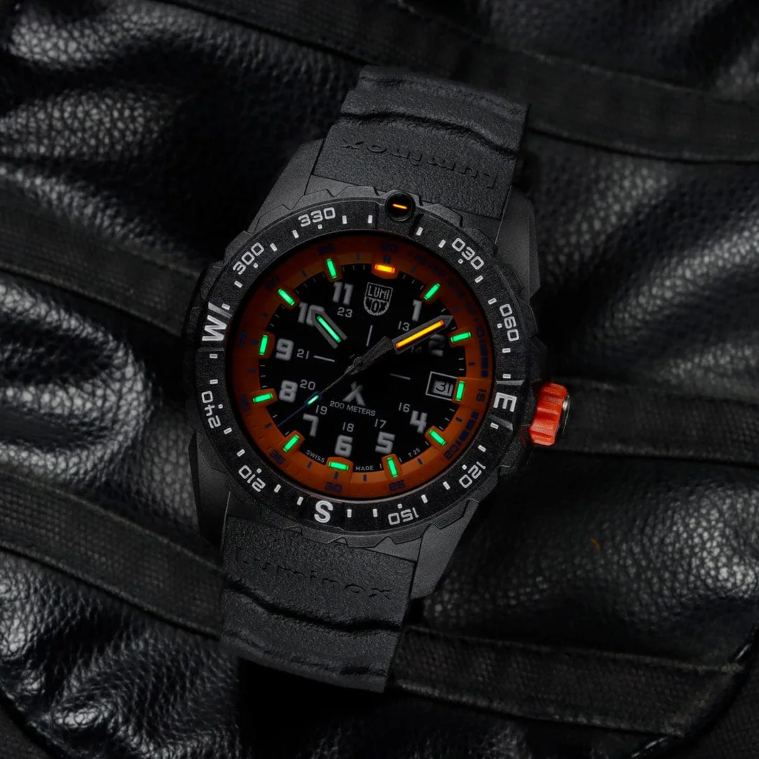 Luminox Bear Grylls Survival Mountain 43mm Lightweight Black Dial With Orange Crown Men's Watch XB.3739