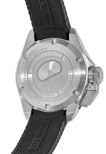 Hamilton Khaki Navy Frogman Automatic Black Dial Black Strap Men's Watch H77725335