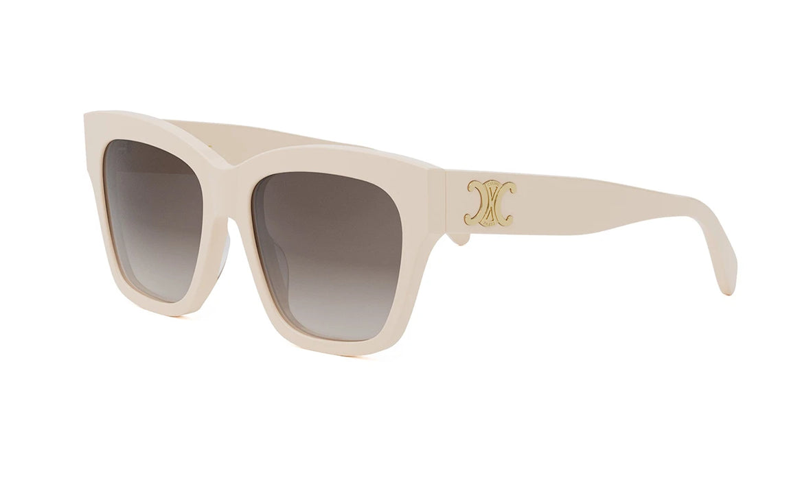 Celine TRIOMPHE CL40253I 25F Shiny White/Gradient Brown Geometric Women's Sunglasses.
