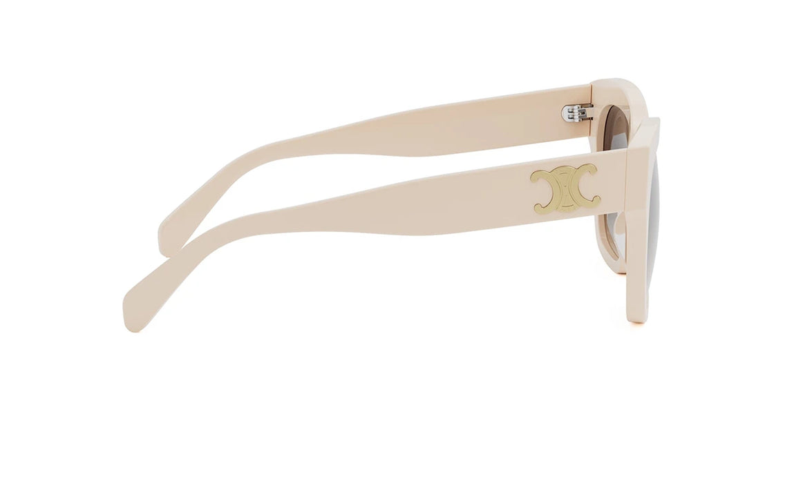 Celine TRIOMPHE CL40253I 25F Shiny White/Gradient Brown Geometric Women's Sunglasses.