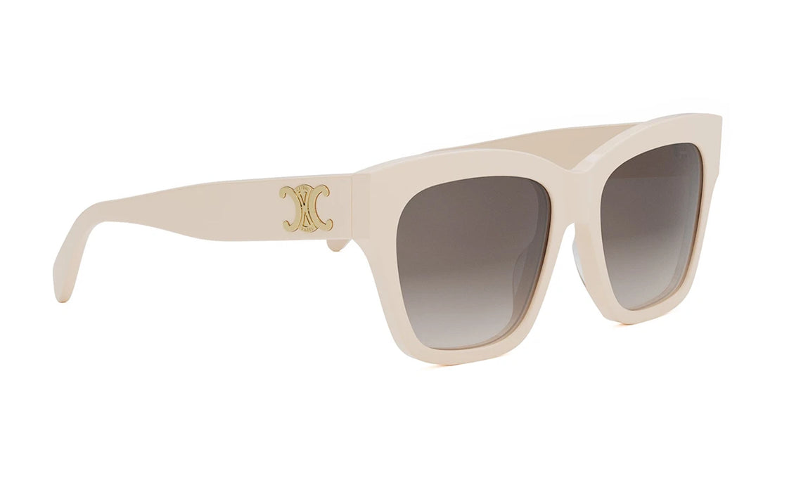 Celine TRIOMPHE CL40253I 25F Shiny White/Gradient Brown Geometric Women's Sunglasses.