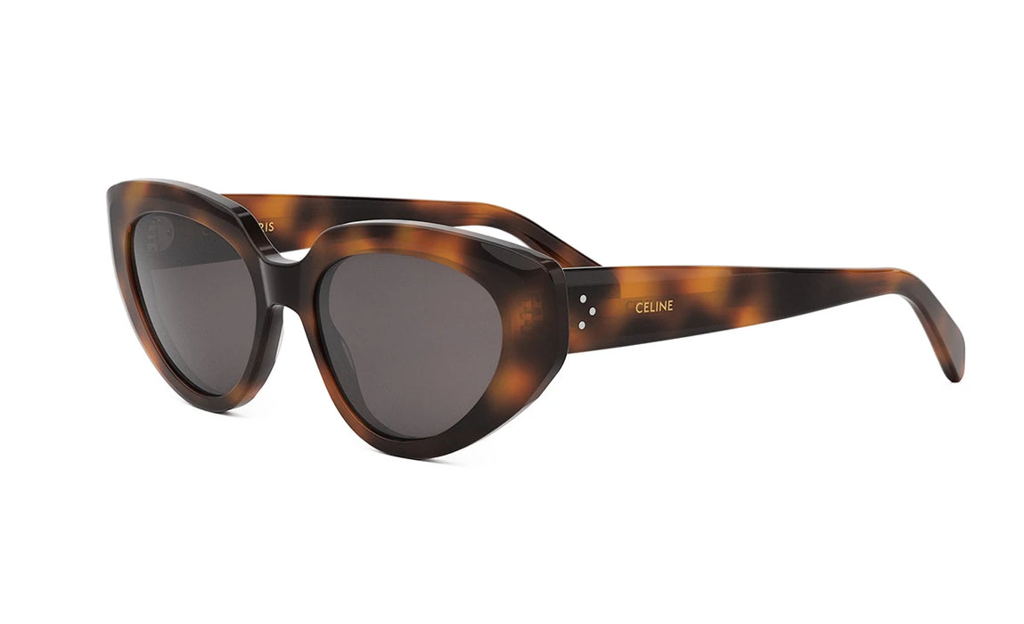 Celine 3 Dots CL40286I 53A Shiny Havana/Grey Cat eye Women's Sunglasses