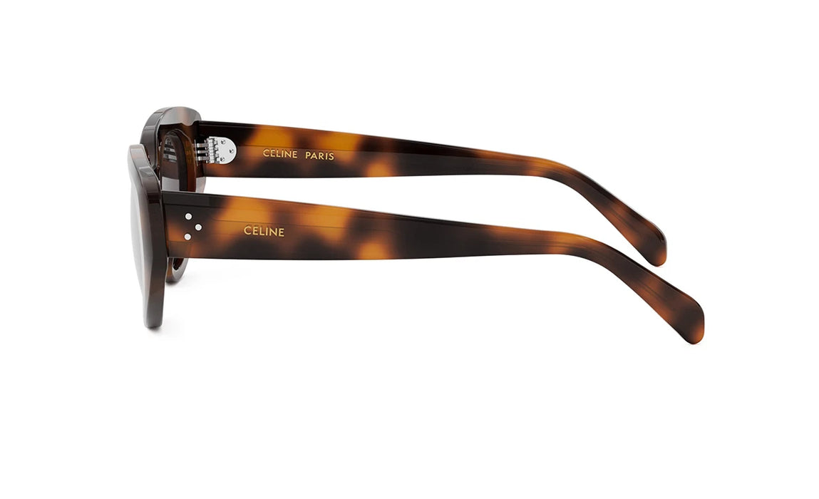 Celine 3 Dots CL40286I 53A Shiny Havana/Grey Cat eye Women's Sunglasses