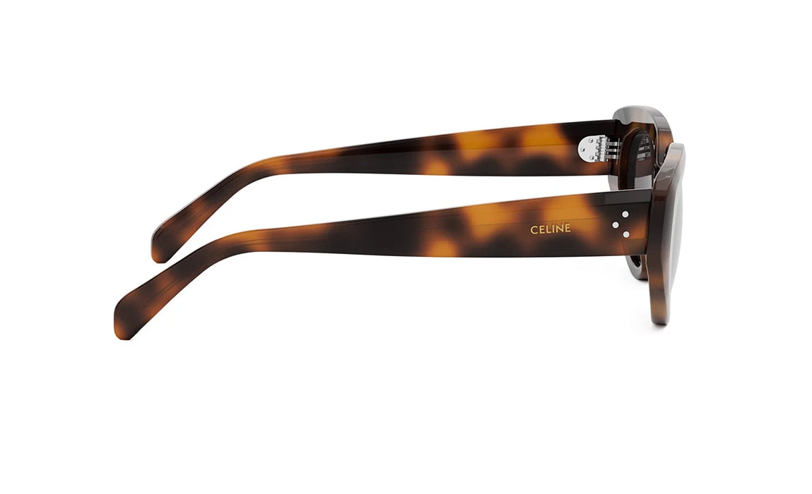 Celine 3 Dots CL40286I 53A Shiny Havana/Grey Cat eye Women's Sunglasses