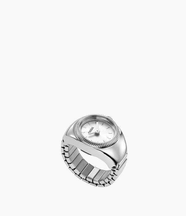 Fossil Ring Watch White Stainless Steel Women Watch Es5245_1