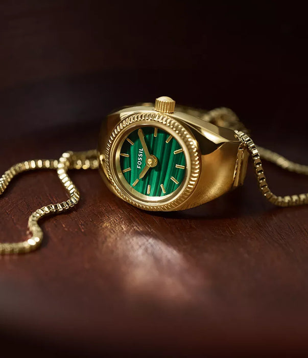 Fossil Watch Ring Green Stainless Steel Women Watch Es5308_6