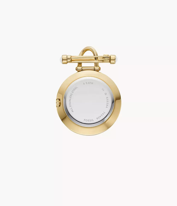 Fossil Brooch Gold Stainless Steel Women Watch Es5384_3