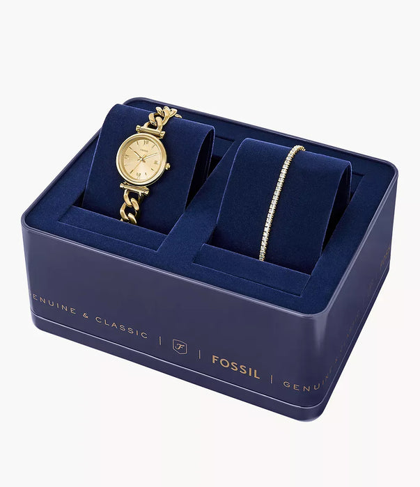 Fossil Gift Set Gold Stainless Steel Women Watch Es5387Set_6