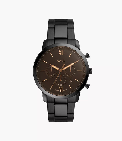 Fossil Amber Crystal Black Stainless Steel Men Watch Fs5525_1