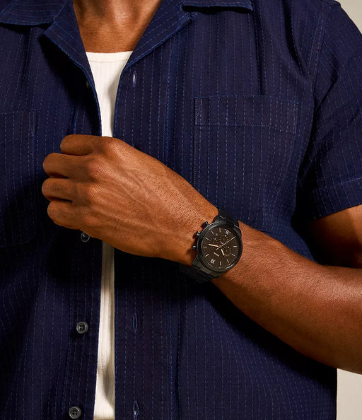 Fossil Amber Crystal Black Stainless Steel Men Watch Fs5525_2