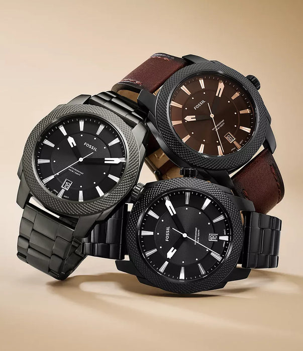 Fossil Machine Black Stainless Steel Men Watch Fs5970_5