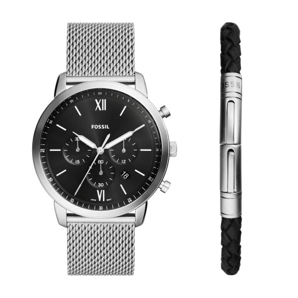 Fossil Neutra Black Stainless Steel Men Watch Fs6020Set