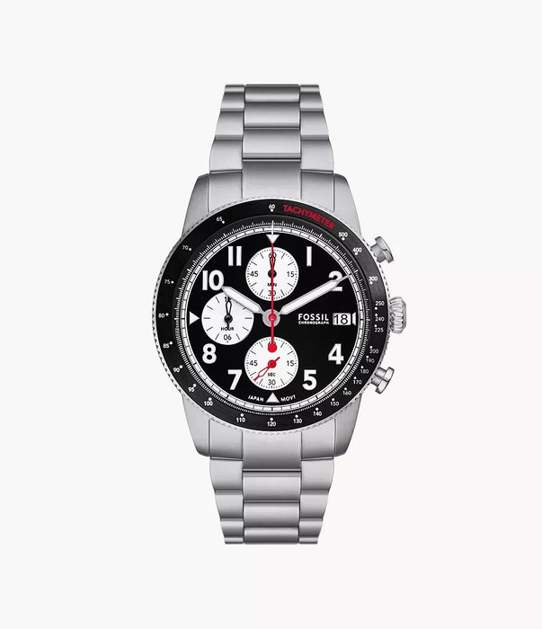 Fossil Sport Tourer Black Stainless Steel Men Watch Fs6045_1