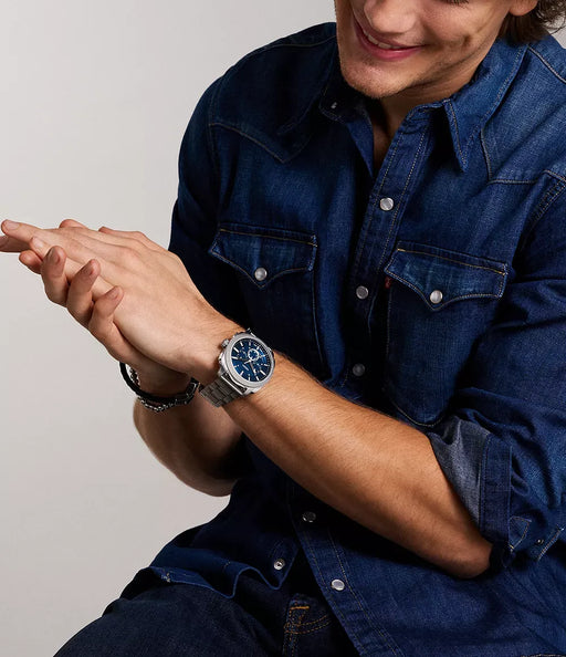 Fossil Machine Blue Stainless Steel Men Watch Fs6096_2