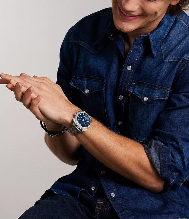 Fossil Machine Blue Stainless Steel Men Watch Fs6096_2