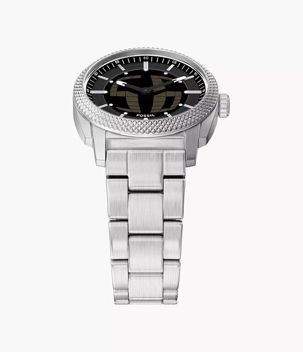 Fossil Machine Big Tic Negative Display Stainless Steel Men Watch Fs6155_6
