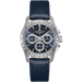 Hamilton watch with blue strap and face on a white background