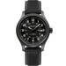 Hamilton watch with black dial and mesh band on a white background