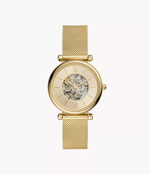 Fossil Carlie Mechanical Gold Stainless Steel Women Watch Me3250_1